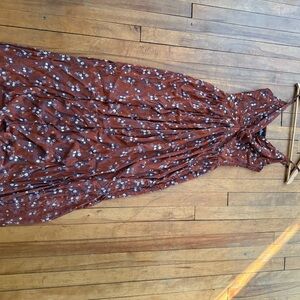 Angie Floral Maxi Dress - Rust and White